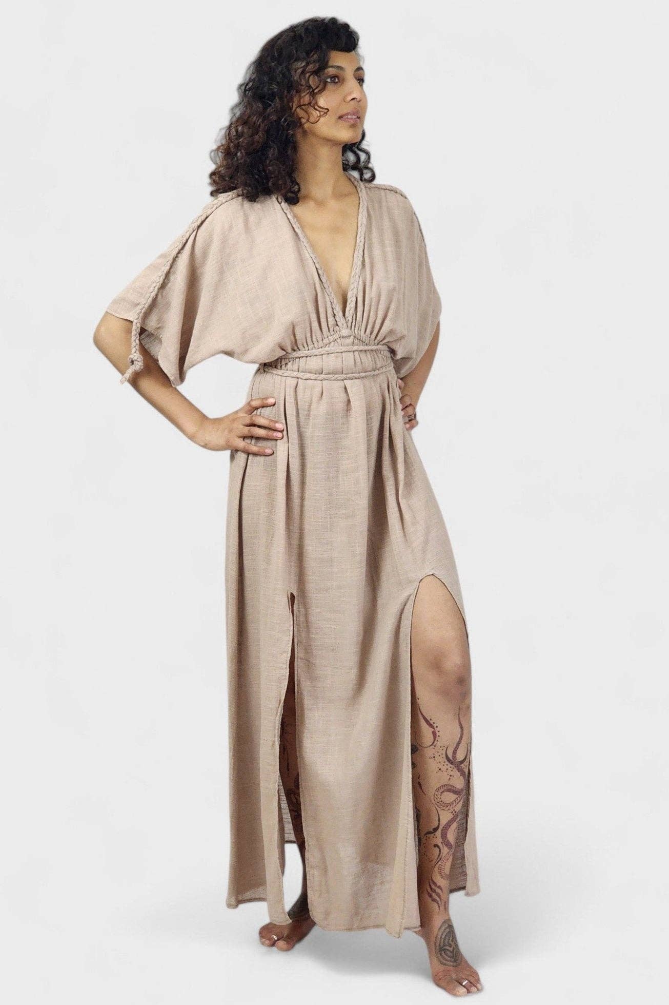 Sacred Ceremony - Wholesale Dress - Women's - Dusty Rose Organic Cotton Rope Goddess Maxi Dress