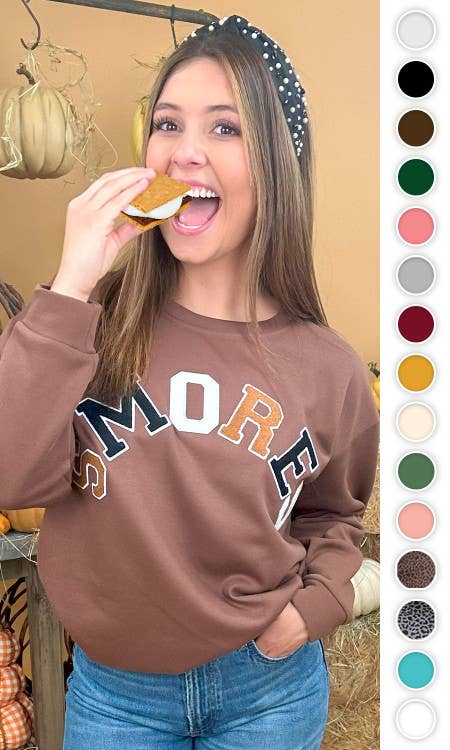 Sugar Stitch - Wholesale Sweatshirt - Women's - Soft Chenille Smores Graphic Sweatshirt0