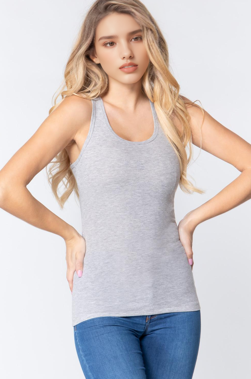 42POPS - Vendita all'ingrosso Canotta - Donna - Canotta aderente a coste con spalline racerback21