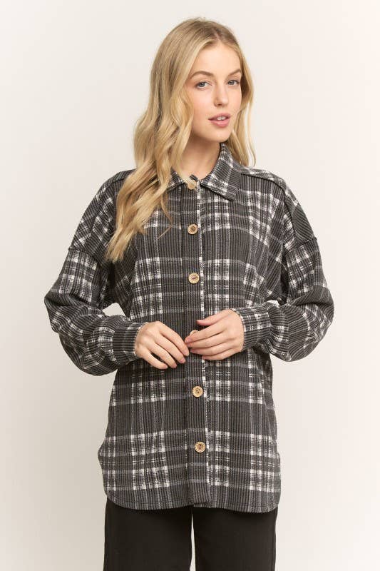 HEIMISH - Vente Veste-chemise – femme - ET7968-19 CHEMISE BASIQUE À CARREAUX AVEC COL6