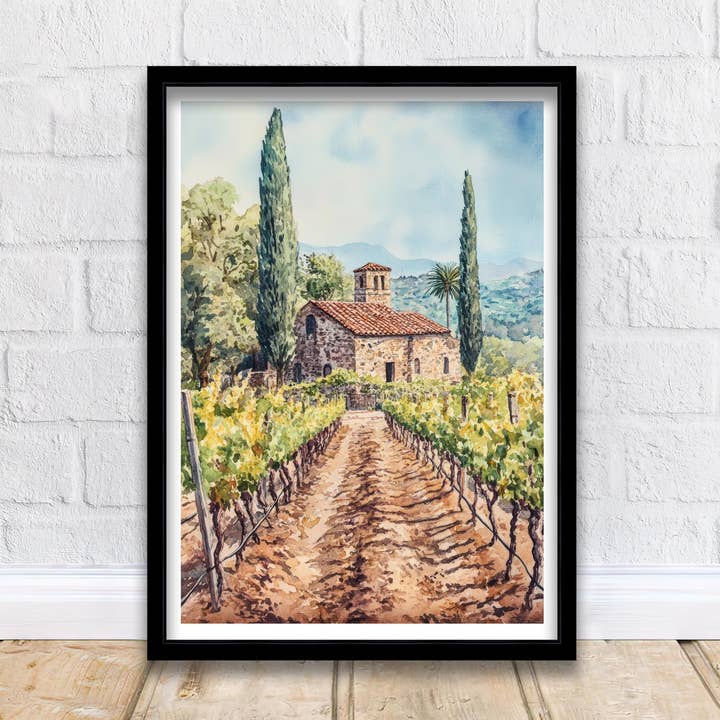 Napa Valley Aquarel Poster voor wholesale door InkNPrintz