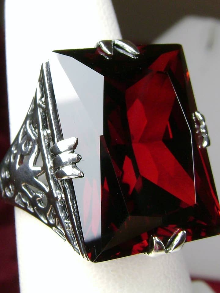 30ct Huge Rectangle Ring/ Silver Art Deco Gemstone Ring #9 for wholesale by Silver Embrace Jewelry