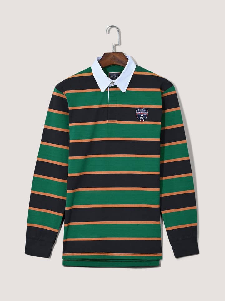 Brian Oak Limited – Polo - Homem por atacado – Camisola de Rugby Britânica às Riscas Verdes4