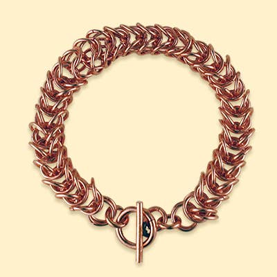 Copper Woven Circle Chain Bracelet for wholesale by Moosepablos, Inc.