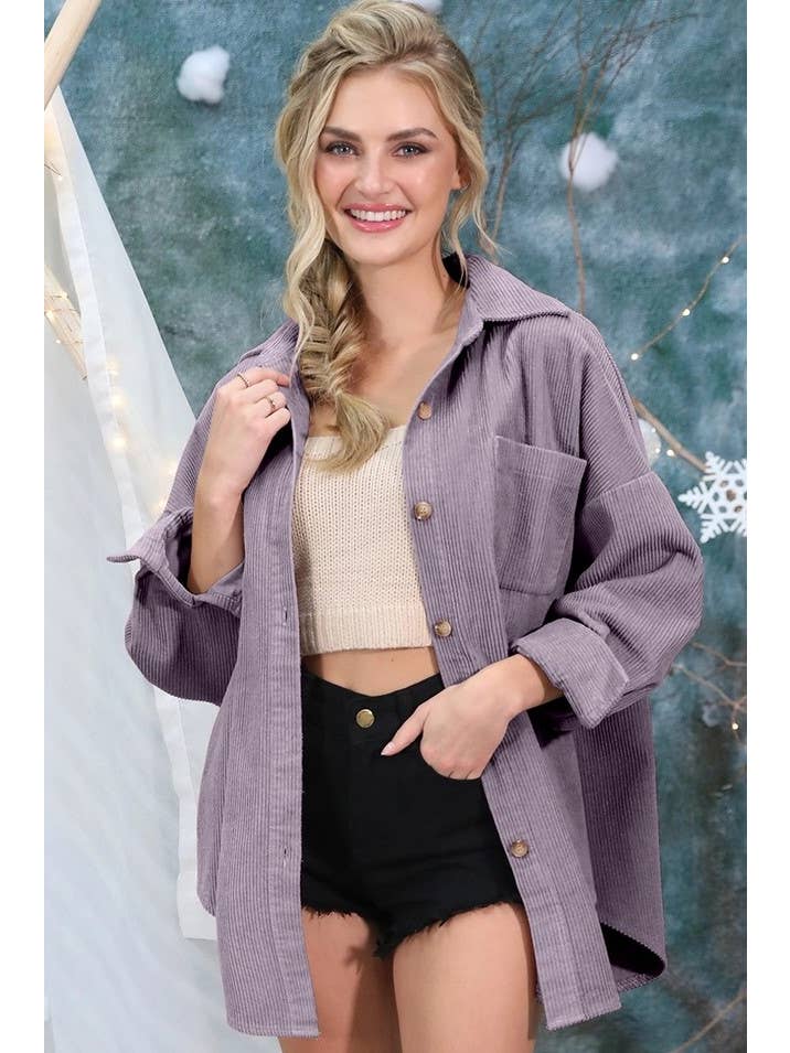 Rosa Clothing - Wholesale Shirt Jacket/Shacket - Women's - Oversized boxy corduroy shirt jacket Shacket4