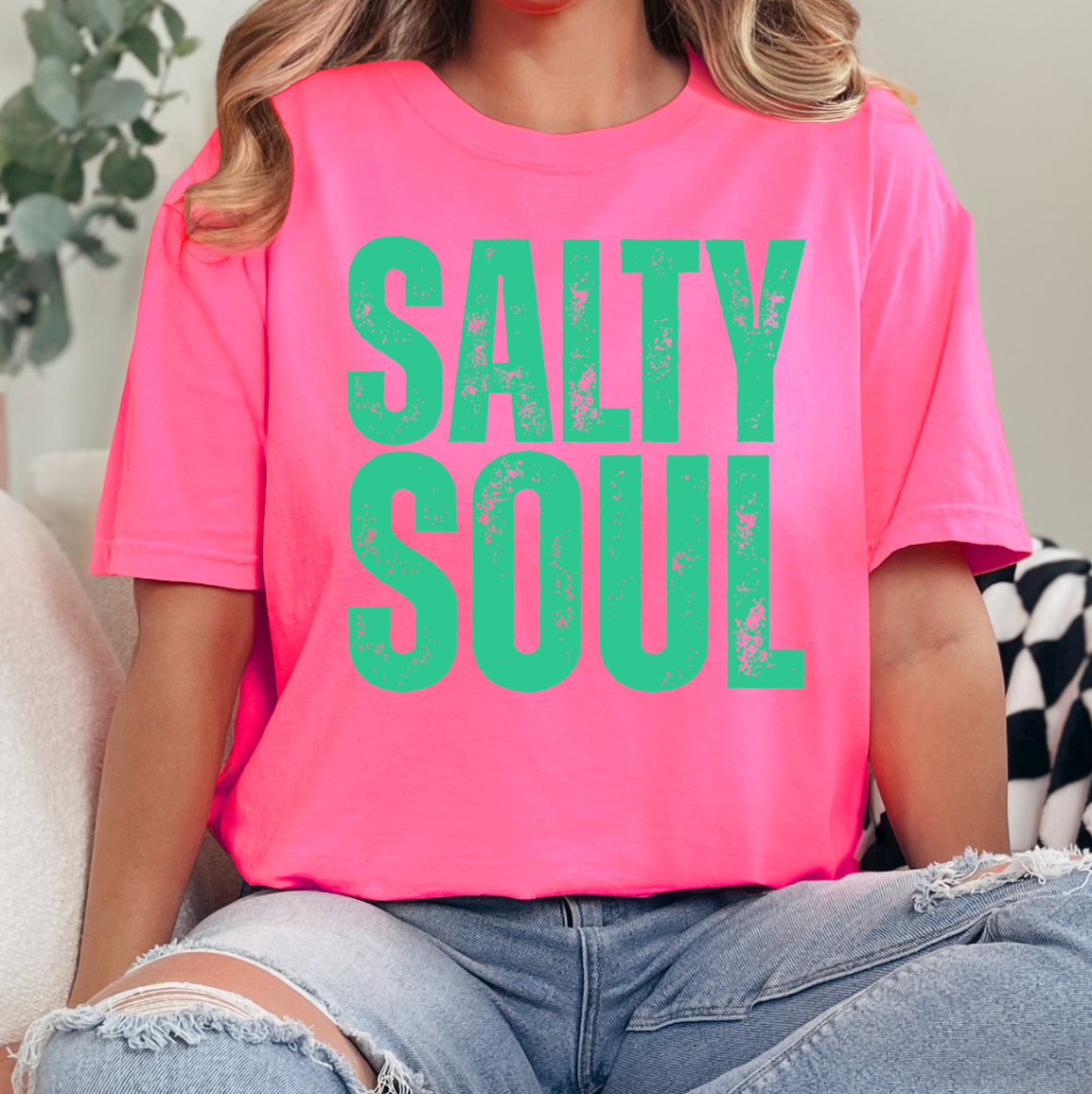 Kiki's Boutique - Wholesale Screen Printed T-Shirt - Women's - Salty Soul Comfort Color Tee 1