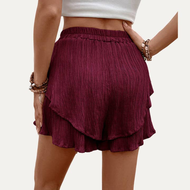 The Moment Collection - Wholesale Shorts - Women's - Actively Crinkled High-Waist Tiered Layers Mini Shorts 1