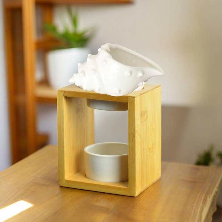 Zen'ArĂ´me - Wholesale Oil Warmer - Scented wax burner - bamboo / Shell ceramic5