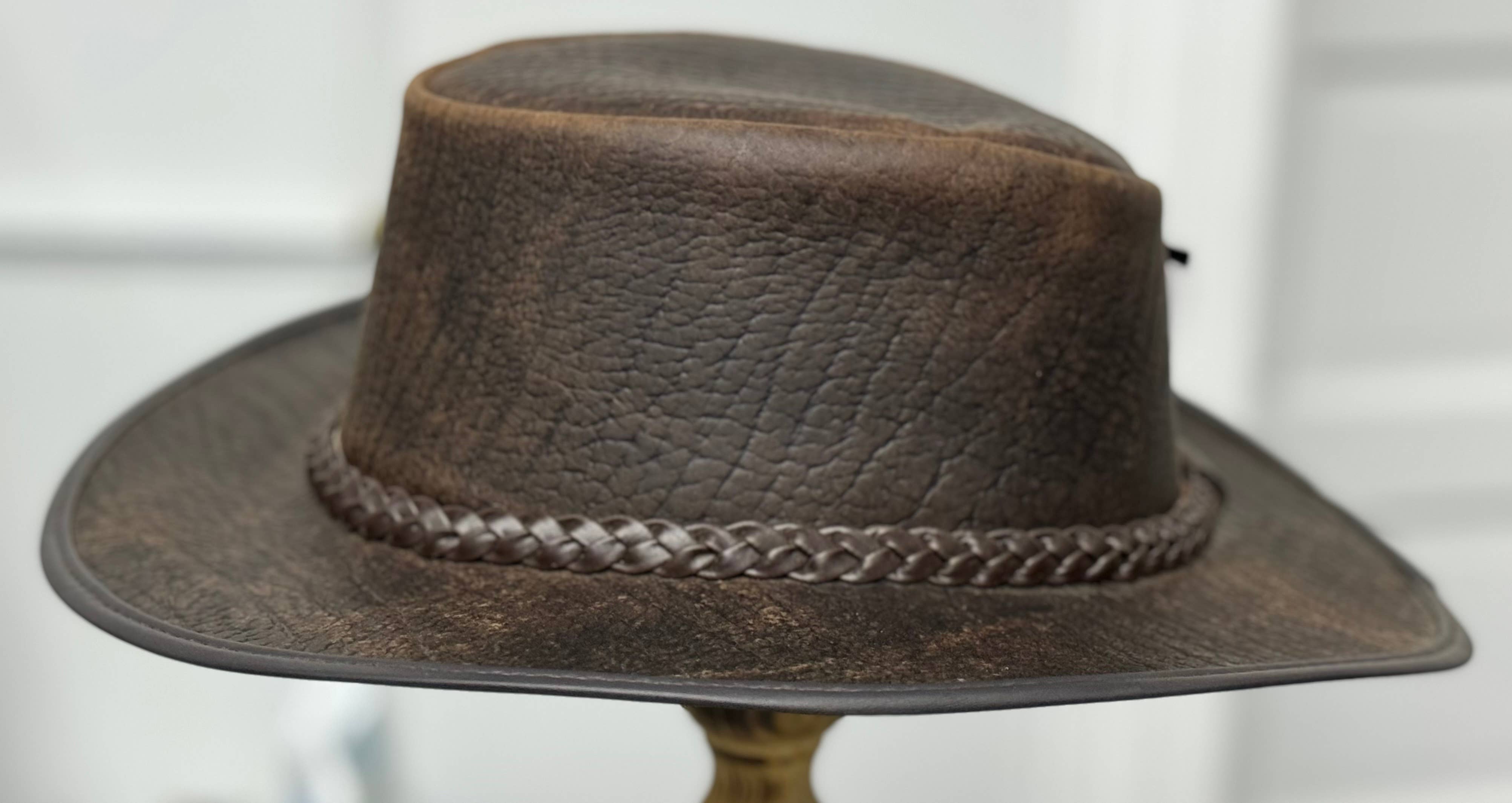 Lesa collection inc - Wholesale Hat Accessory - Men's - Toughness |  Buffalo Leather Outback Hat Brown5