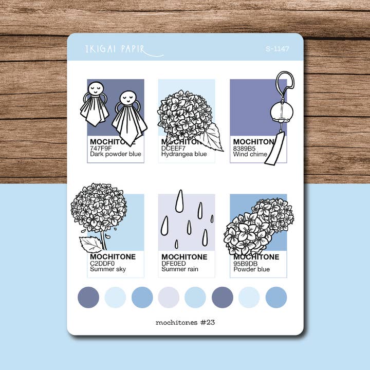Mochitones #23 (regnfuld sæson) klistermærkeark for engroshandel hos Ikigai Papir