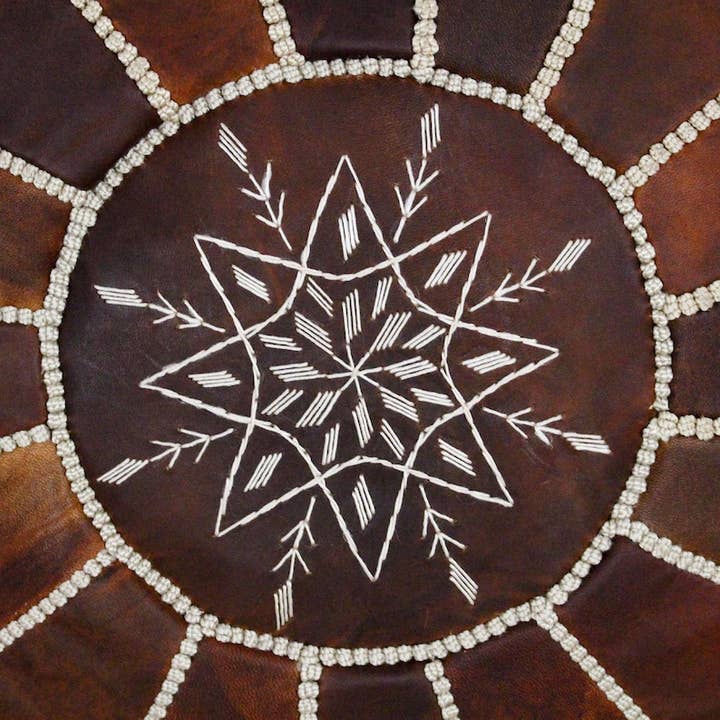 craftberber - Wholesale Poef - Marokkaanse leren poef ottomaan - ronde voetensteun voor huisdecoratie3