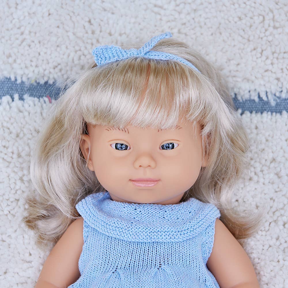Miniland Educational - Wholesale Doll - Kids - Baby Doll Caucasian Blond Girl with DS 15" inch (box)2