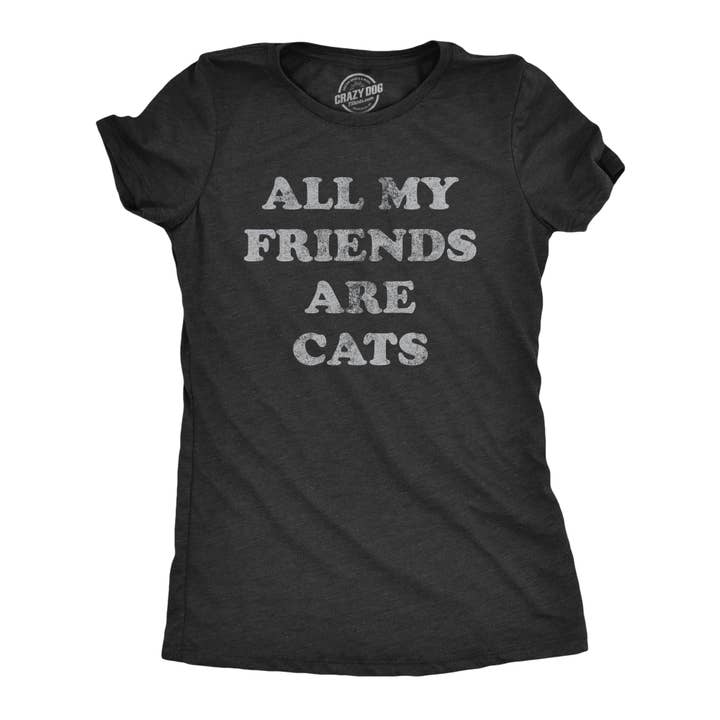 Heather Black FRIENDSCATS All My Friends Are Cats Women's Tshirt Cat Graphic Tee for wholesale on Faire