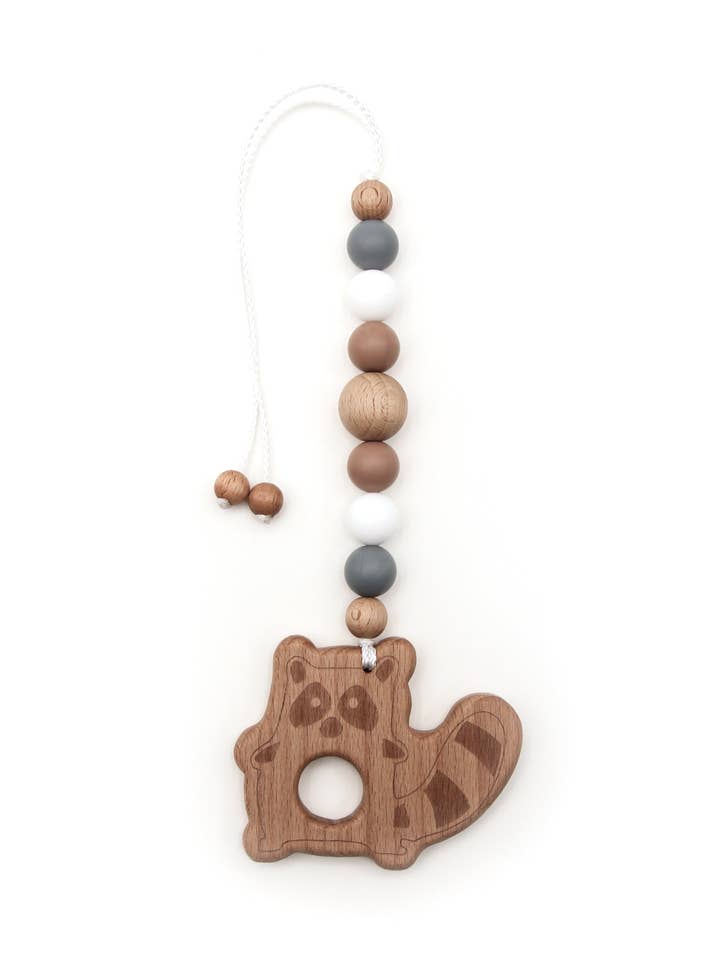 Baby Car Seat Pendant - Racoon Grey Brown for wholesale by Kristin Weiss Manufaktur