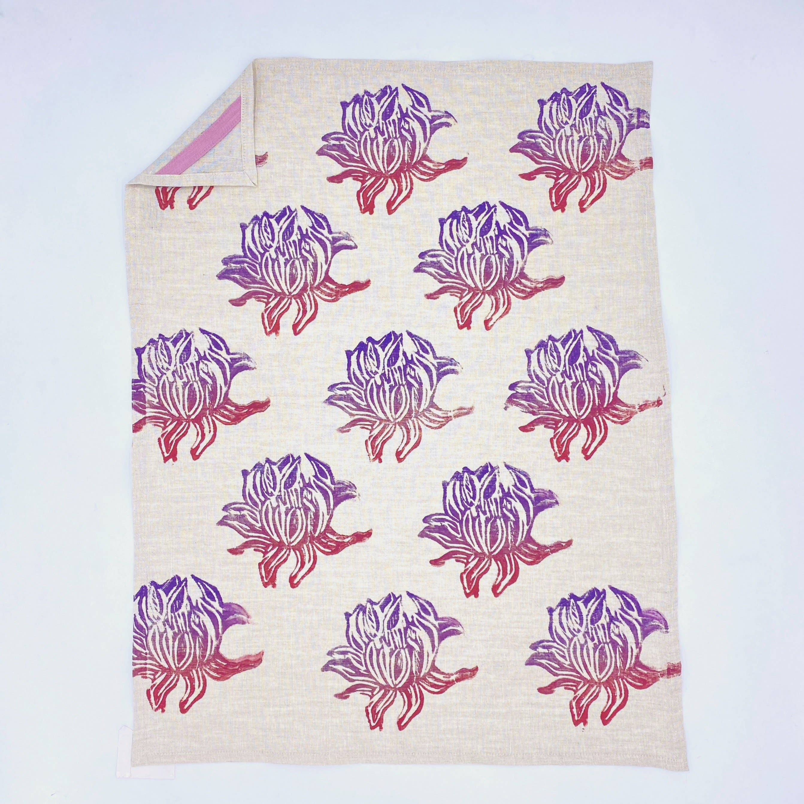 Tulusa - Wholesale Tea Towel - -Linen Tea Towels Lotus in Rose's Sunset0