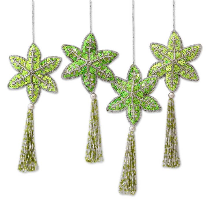 Holiday Message Beaded Ornaments (Set Of 4) for wholesale by NOVICA