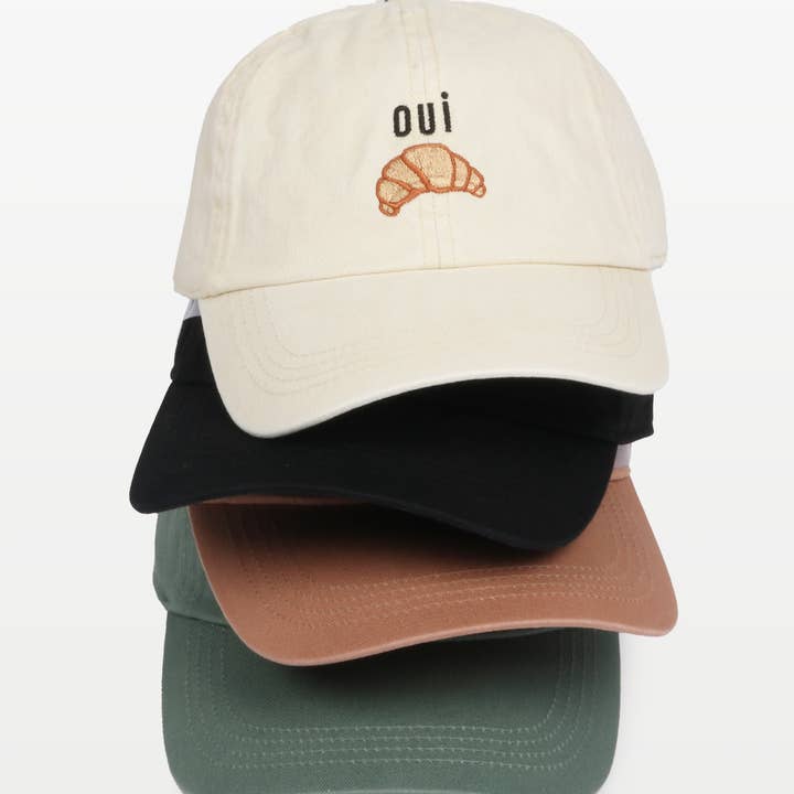 David And Young - Wholesale Baseball Cap - Women's - OUI CROISSANT EMBROIDERED BASEBALL CAP
