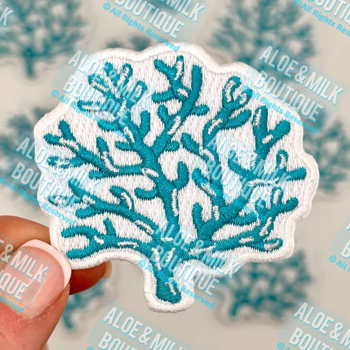 Patch corail turquoise, corail, patchs océaniques, patchs de plage pour la vente par Aloe and Milk Boutique
