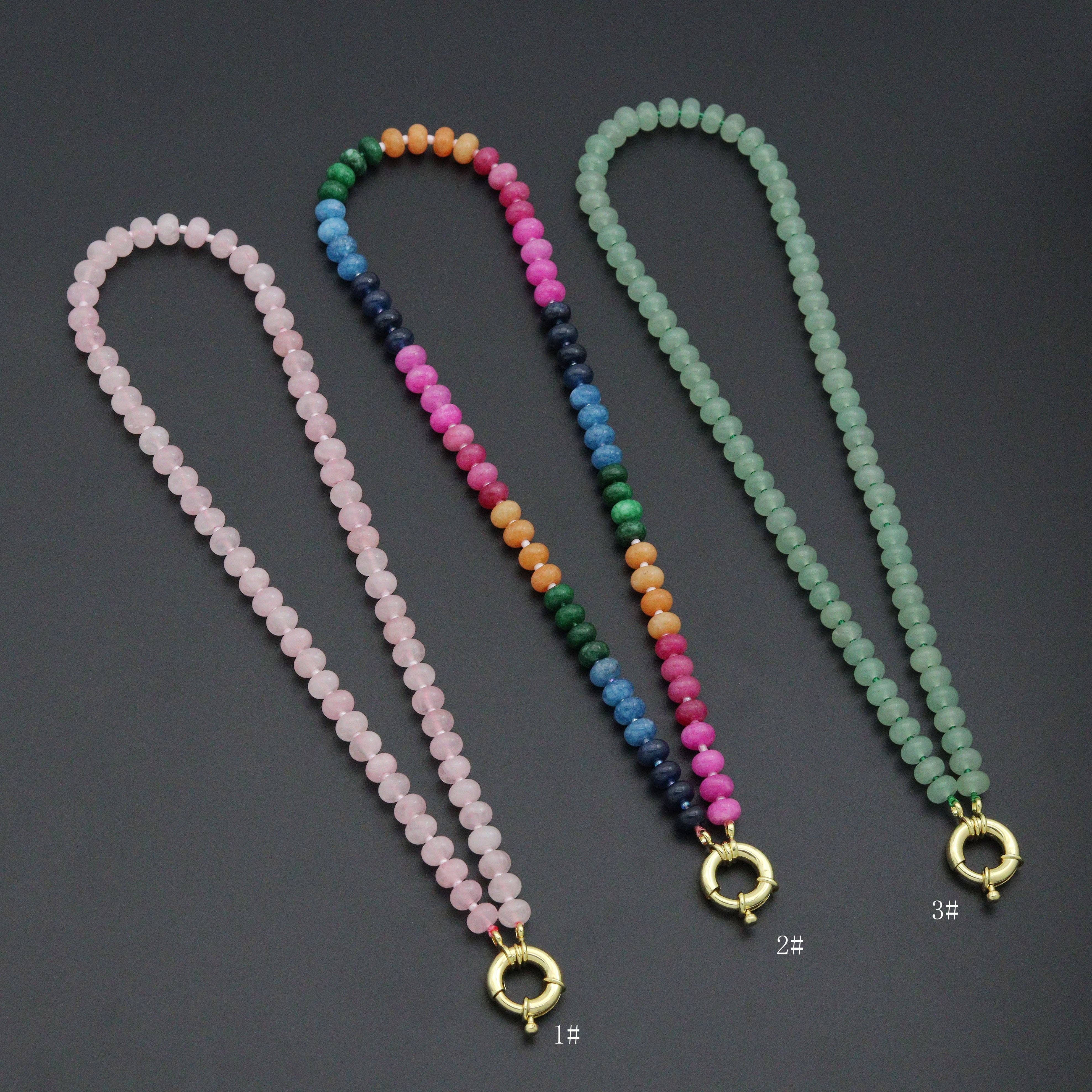BestBeads&Beyond - Wholesale Beaded/Pearl Necklace - Pink Rainbow adventure green Gemstone necklace, sku#EF8100