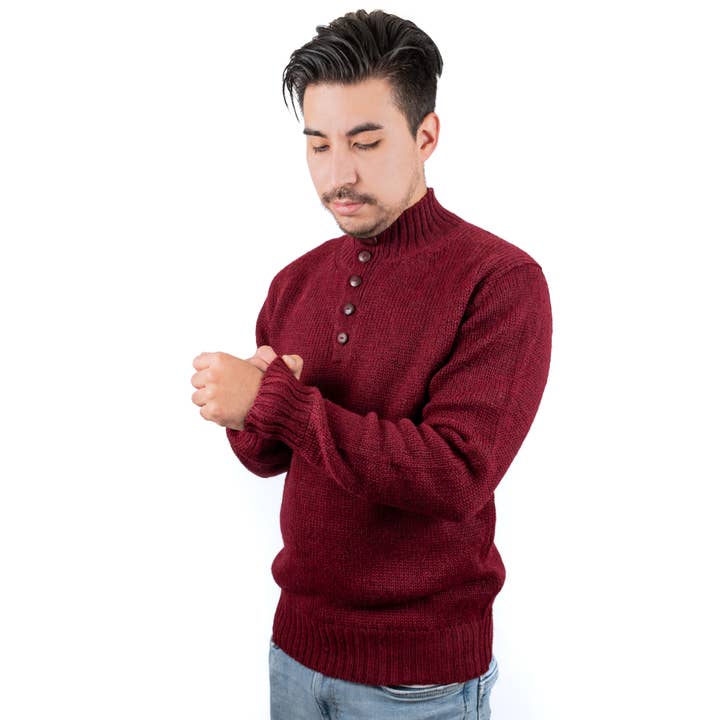 Pullover Moises mit Stehkragen aus 100% Alpakawolle für den Großhandel von L.A.M Bolivia