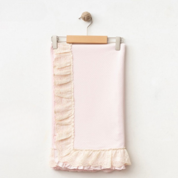 Omnis Pura – wholesale Bedding blanket – Kids & Baby – Ruffled Edge 100% Cotton Baby Girl Blanket2