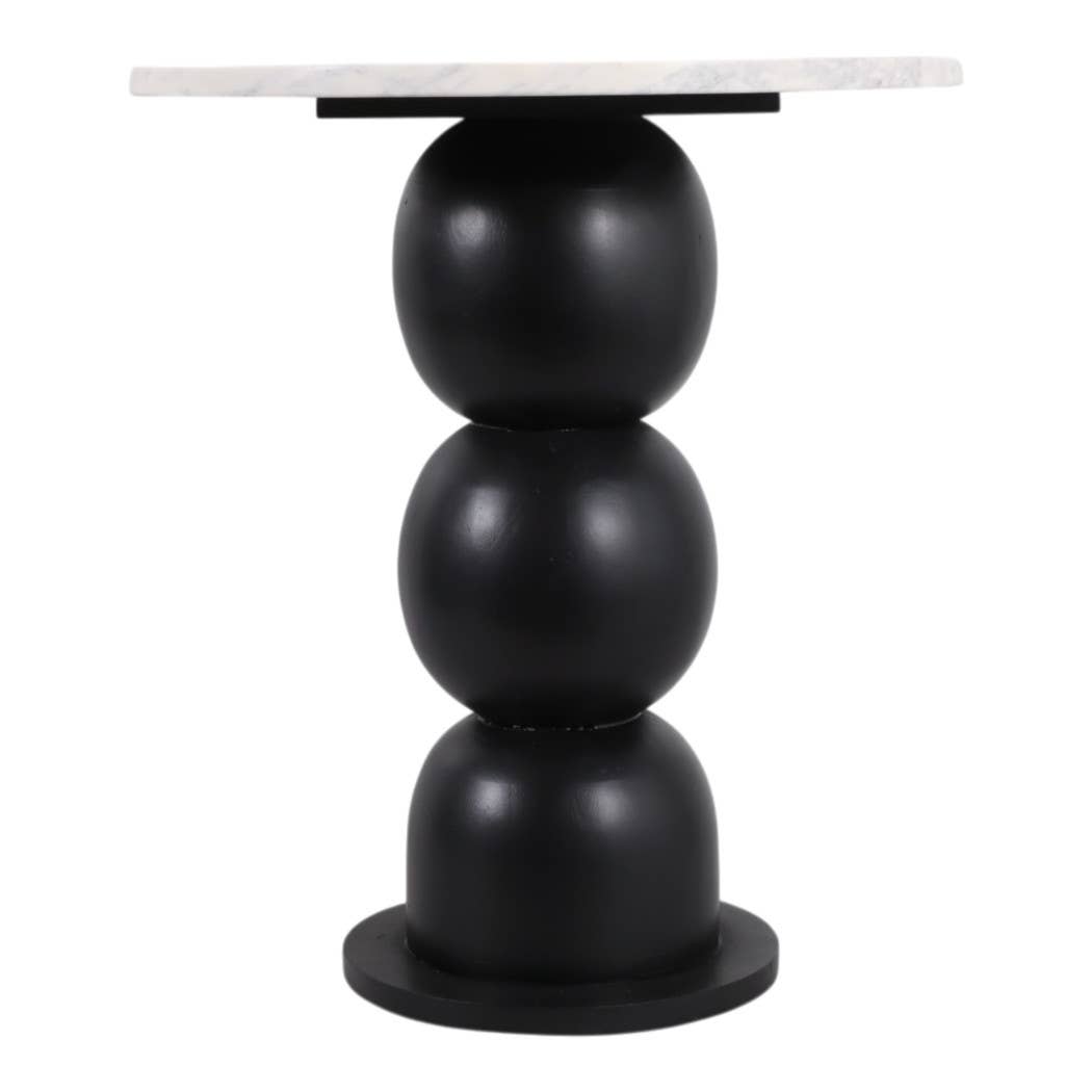 Sagebrook Home - Wholesale Side Table - End Table - White Marble Top with Wooden Bubble Base, 21 in.6