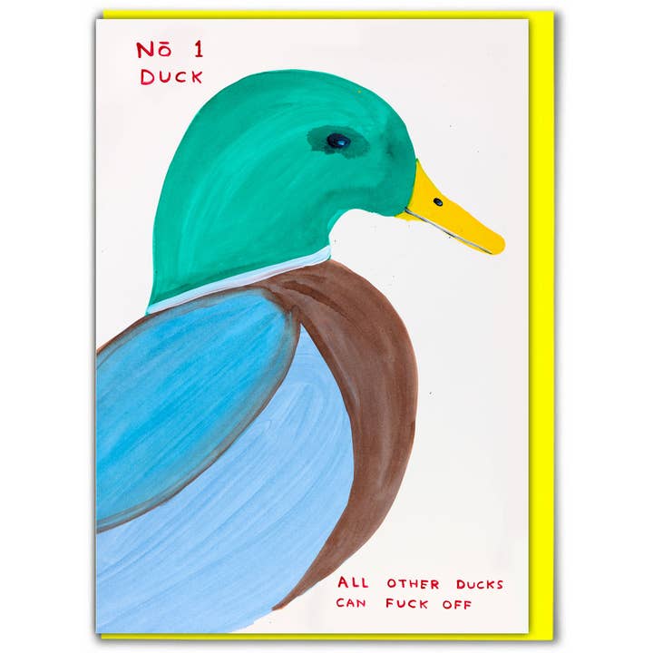 Funny Greetings Card - No. 1 Duck by David Shrigley for wholesale by David Shrigley x Brainbox Candy