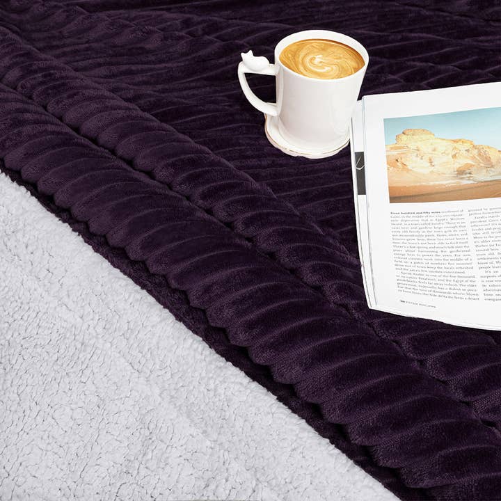 Pavilia - Wholesale Throw Blanket - Ribbed Sherpa Throw Blanket61