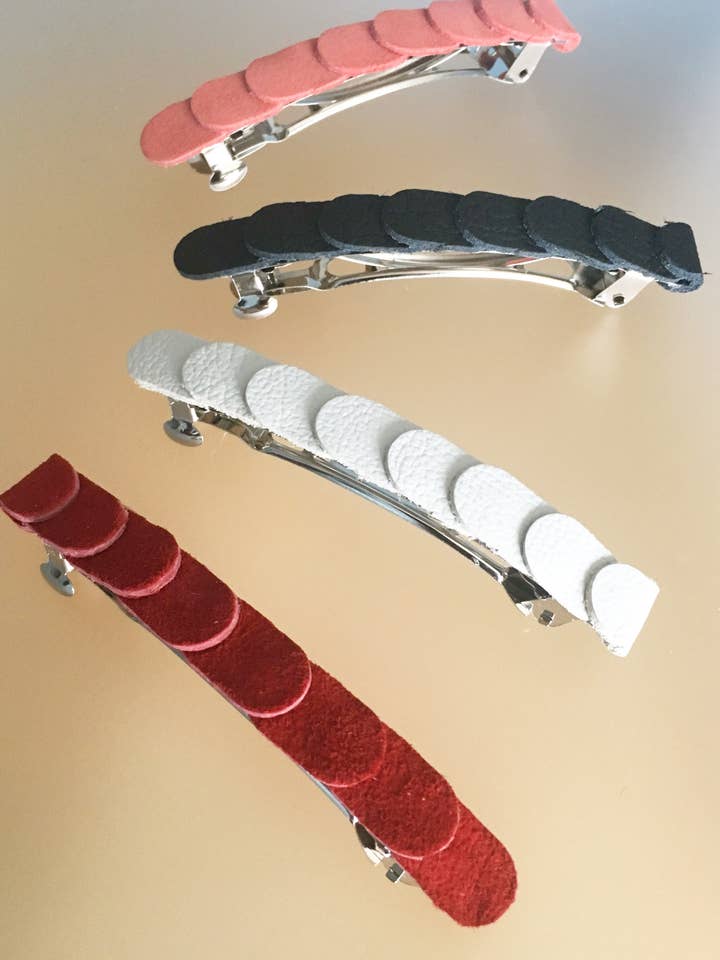 Leather Barrette - Scallop for wholesale by Liberty St