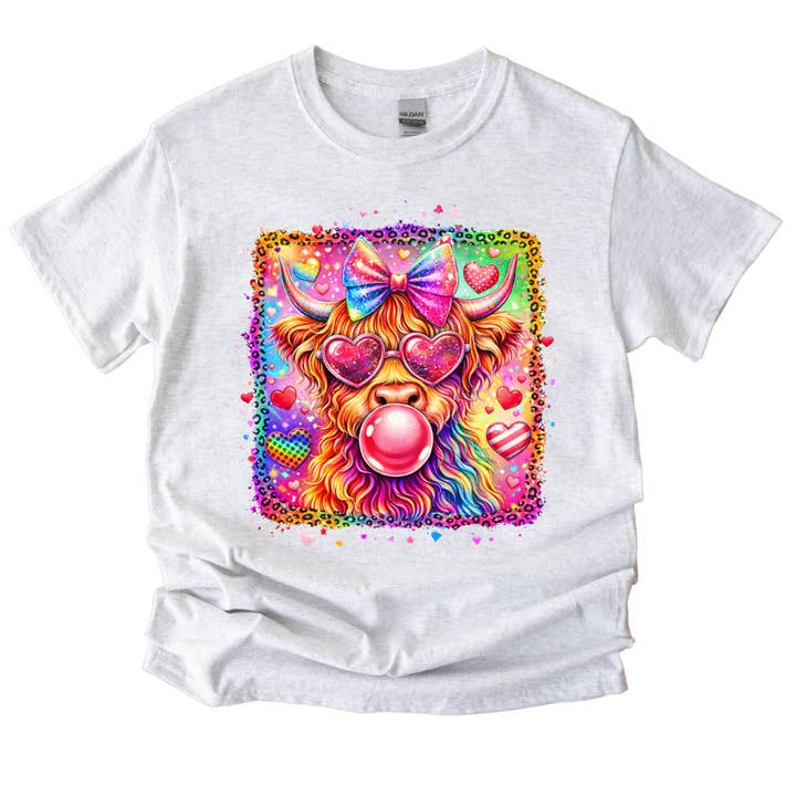 Retro Ko Blåser Tuggummibubblor Alla Hjärtans Dag T-shirt för wholesale av Simply Spoken Apparel