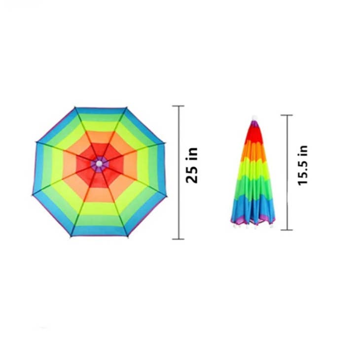 Tsyware - Wholesale Umbrella - Unisex - Umbrella Hat With Head Strap Funny Rainbow Colorful1
