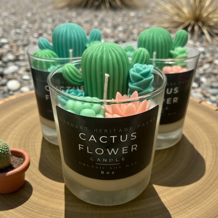 Cactus Flower Candle for wholesale by Carhart Heritage Farms