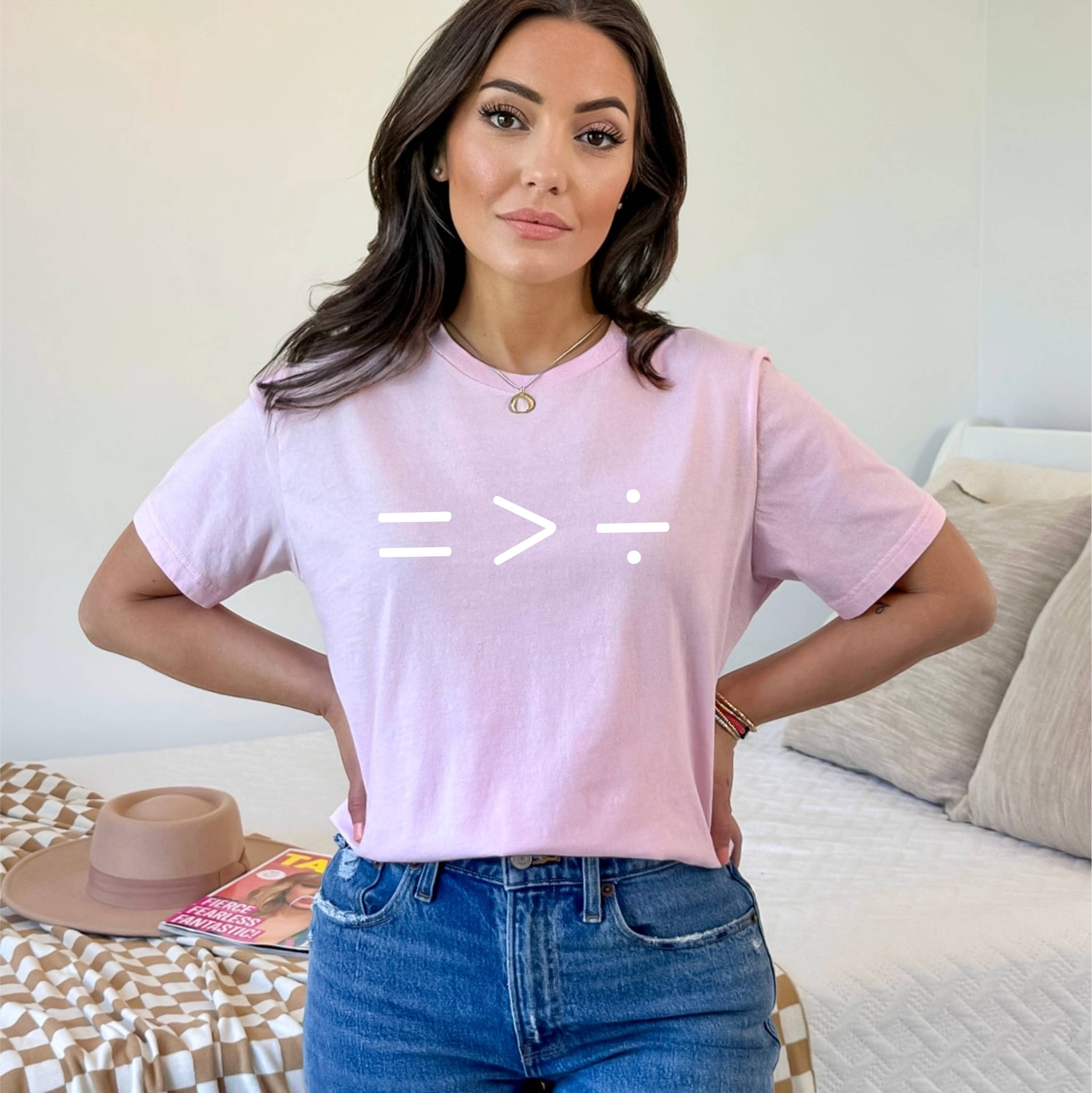 Humm & Willow - Wholesale Screen Printed T-Shirt - Women's - Equal is greater than divided shirt - Social Justice Shirt5