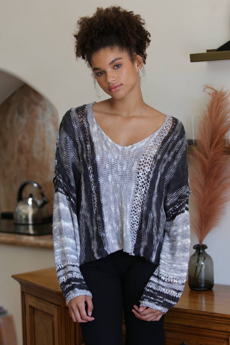 ANGIE - Wholesale Knit Sweater - Women's - XHE55-ASIS BEACHY LIGHT WEIGHT V NECK CROP PULLOVER SWEATER5