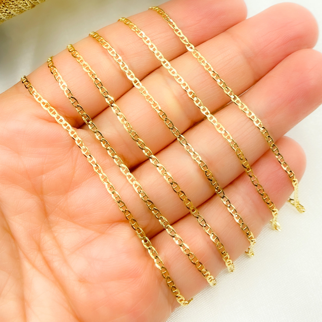 Tresor Jewelry Inc. - Wholesale Link & Chain Necklace - 040FLP1FGT2A9L001byFt. 14k Solid Gold Flat Marina Link Chain2