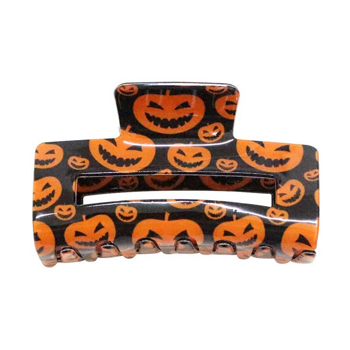 PINCE À CHEVEUX À MÂCHOIRE RECTANGULAIRE SPOOKY PUMPKIN pour la vente par Girly