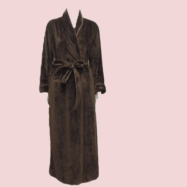 Two sided minke classic long robe. for wholesale by Karen Luu