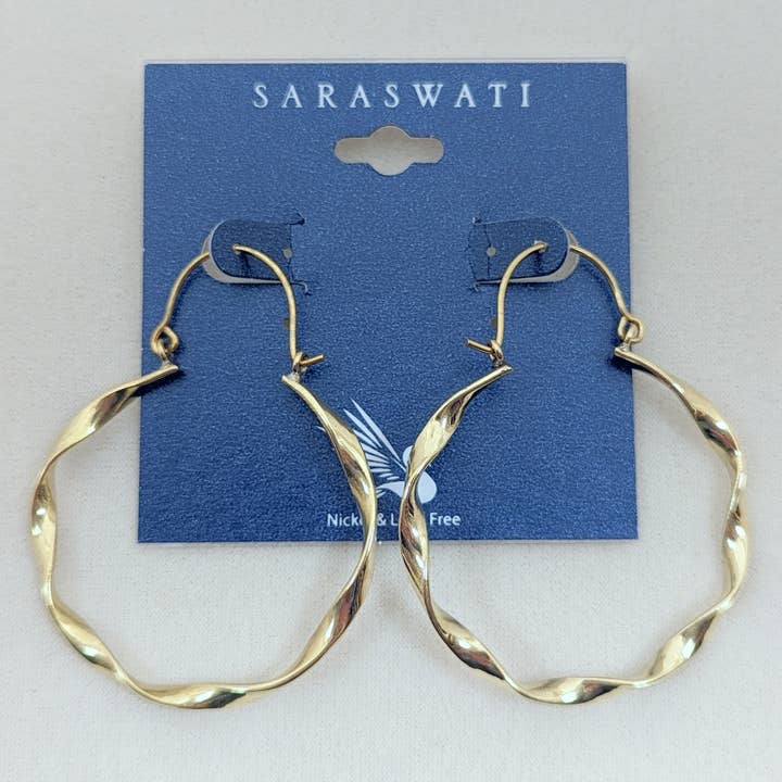 Biarritz Large Brass Hoop Earrings for wholesale by Saraswati Imports