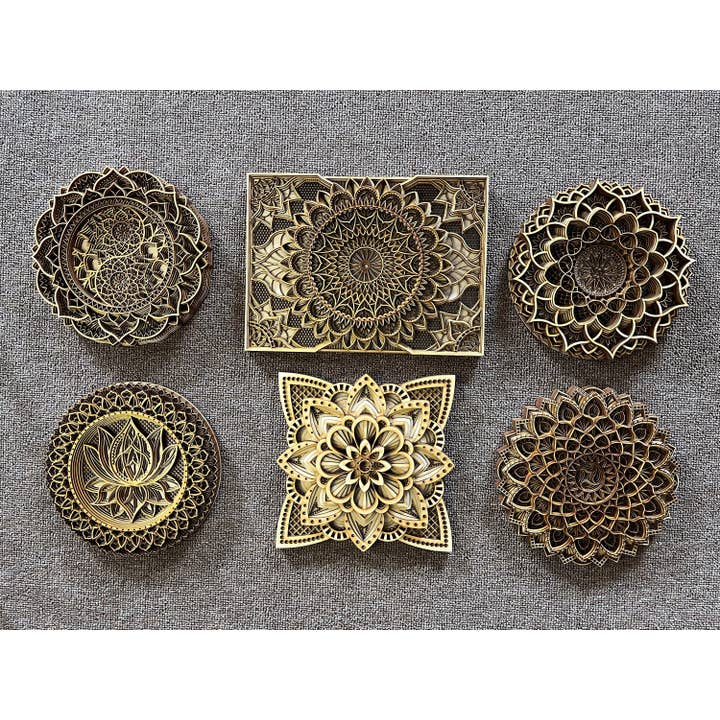 Set Of 6 Mandalas, Mandala Wall Art, Wood Wall Hanging for wholesale by BHDecor