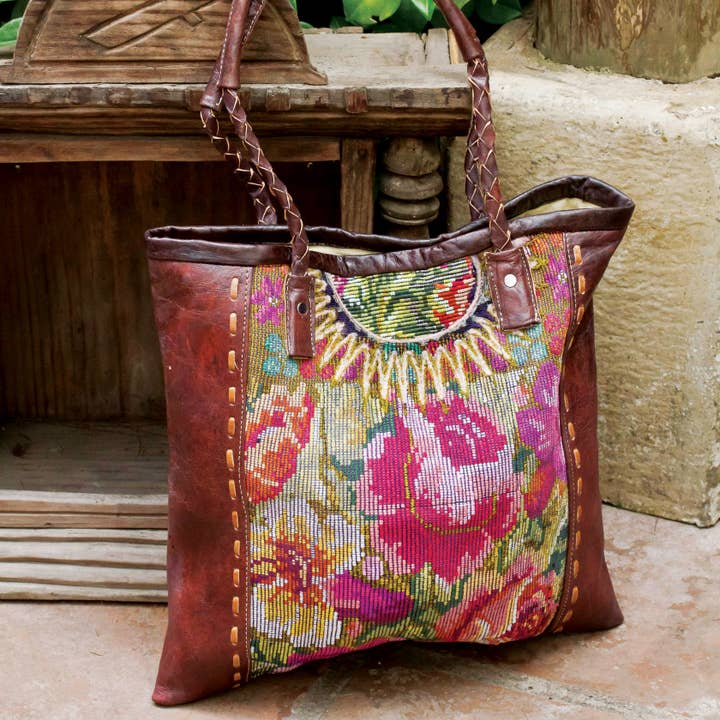 Altiplano - Wholesale Tote Bag - Women's - Huipile and Leather Tote