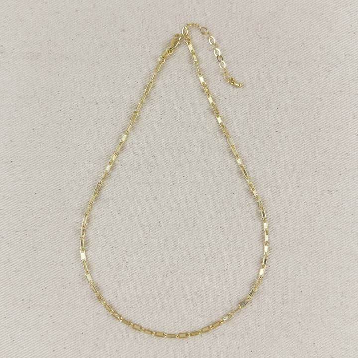 18K Gold Filled Textured Bar Link Necklace for wholesale by GoldFi