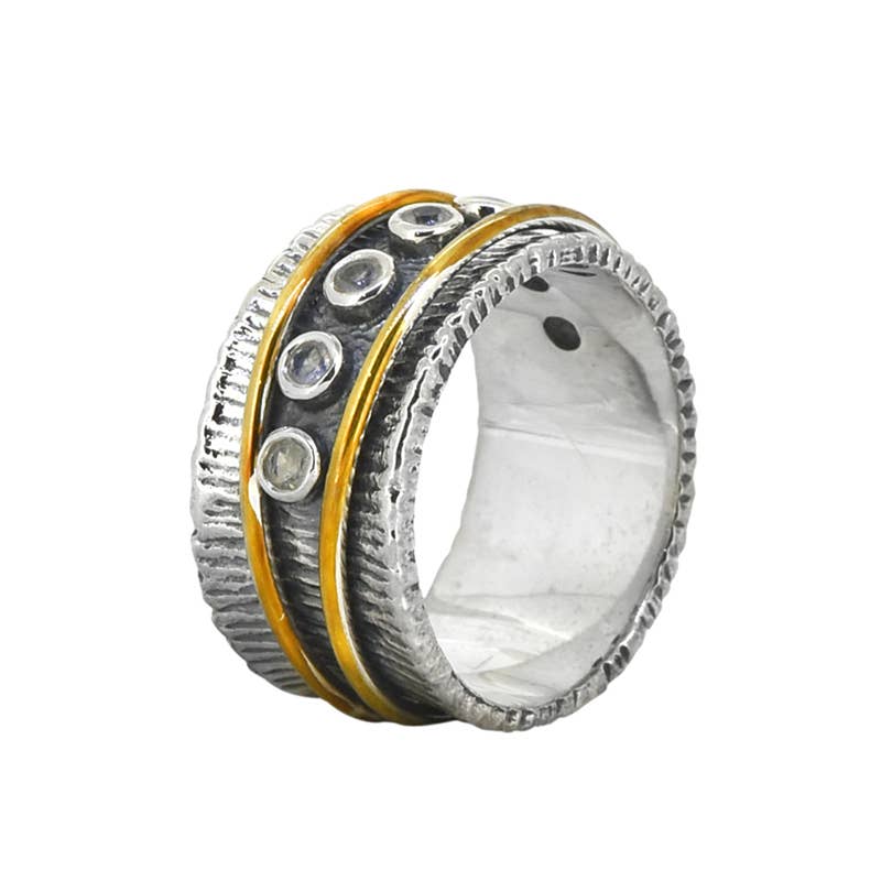 Tiramisu - Wholesale Cocktail/statement ring - 925 Silver Rainbow Moonstone Shadowcrest Beam statement Ring4