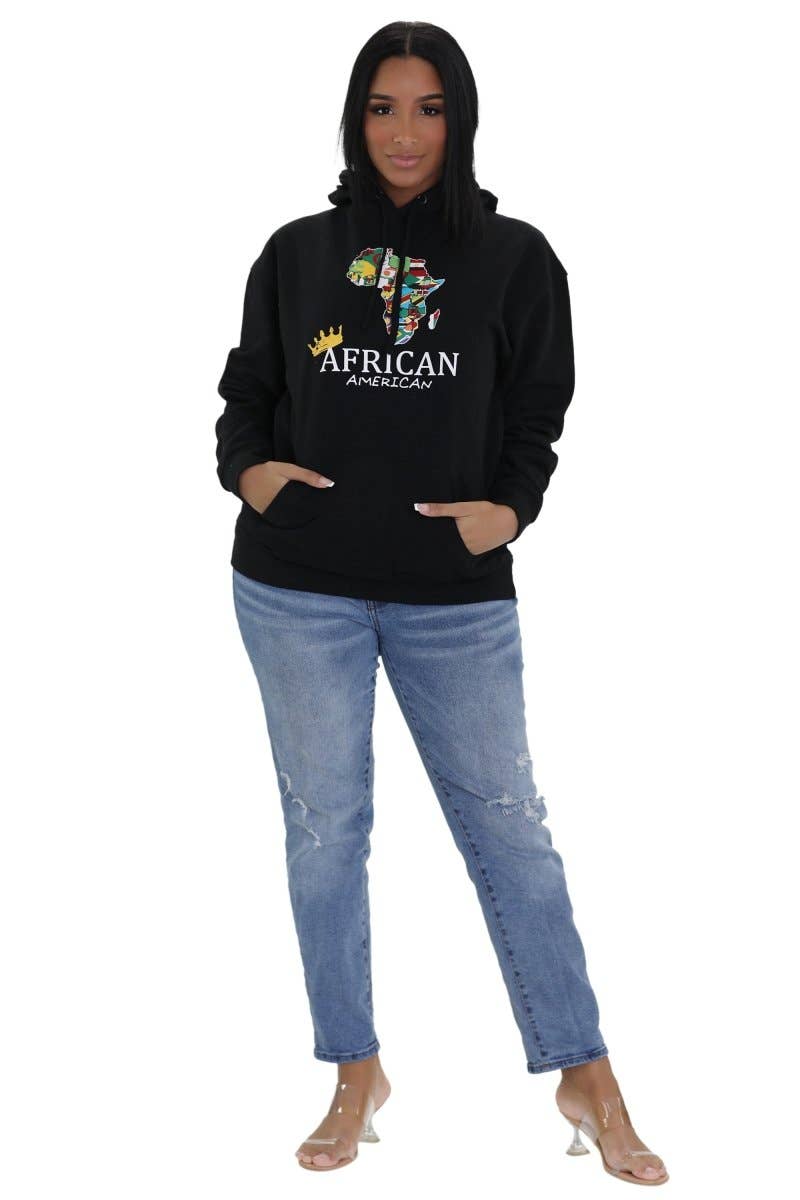 Advance Apparels - Vendita all'ingrosso Felpa con cappuccio - Donna - Felpa con cappuccio African American Crown (M-2XL) Felpa con cappuccio nera o grigia 96182