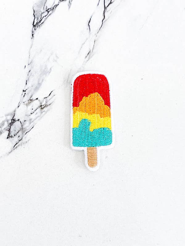 Rainbow Popsicle Embroidered Patch for wholesale by Nash Grey