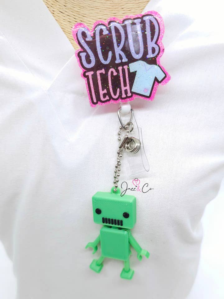 Breloque flexible en forme de mini-robot en forme de bobine - Accessoire interactif pour infirmière pour la vente par Jazz & Co. Creations