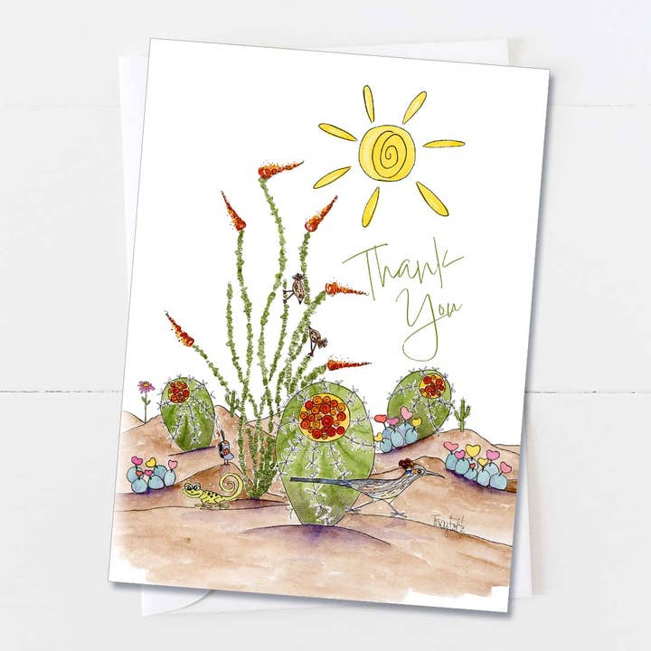 Southwest Desert Scene | Thank You Card for wholesale by Zinnia Sky Studio LLC