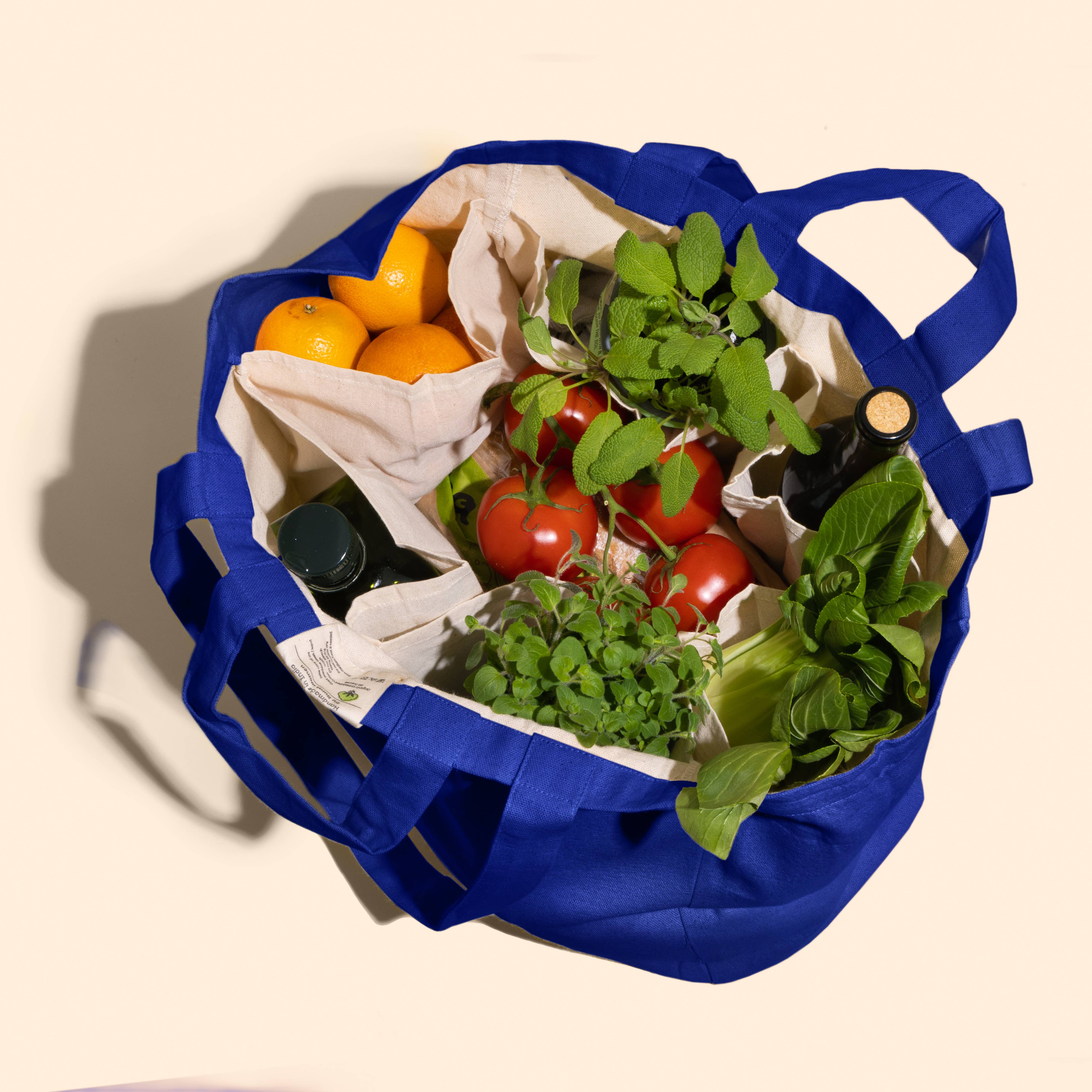 Pure Mitti - Vente Tote bag – unisexe - Amour de la durabilité : Tote en coton indigo à poches multiples pour courses3