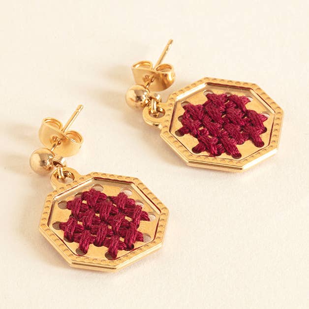 PELLA gold and colored cotton dormant earrings for wholesale by CAMILLE ENRICO