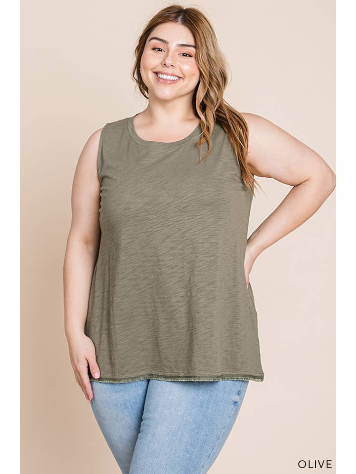 Cotton Bleu - Wholesale Tank Top - Women's - 63641_CURVY - Women's Washed Cotton Slub Tank Top1
