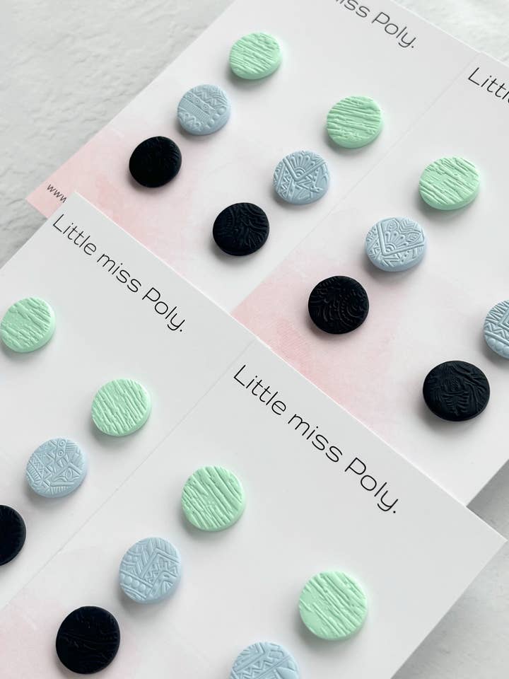 Trio Medium Stud Pack - Ocean for wholesale by Little Miss Poly